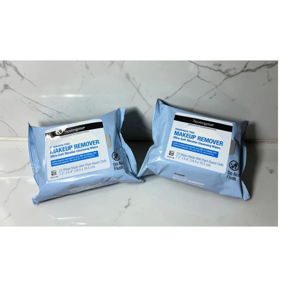 Neutrogena Makeup Remover Wipes Unisex 50ct Blue NEW Fragrance Free Micellar 2pk
